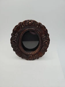 Vintage Carved Floral Plastic Photo Frame Brown - Picture 1 of 5