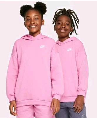 GIRLS NIKE SPORTSWEAR CLUB FLEECE OVERSIZED PULLOVER HOODIE FZ5579-646-SIZE XL - Image 1 of 3