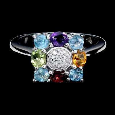 925 纯银戒指 椭圆形黄水晶 4x3 毫米 Peridot 黄玉 宝石首饰 尺寸 8 — 第 1/4 张图片