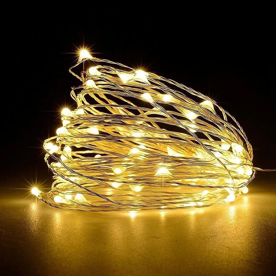LED Fairy Lights Copper Wire,Battery, Warm White, 5–15m, 50–150 LEDs, Waterproof - Image 1 of 1