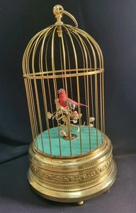 Vintage singender mechanischer Vogel im Käfig, singt und bewegt sich! Kürzlich gewartet neuwertig - Bild 1 von 11