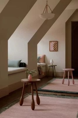 Premium Hand-Tufted 8x10 Wool & Viscose Rug Pink Modern Living Room Carpet - Image 1 of 4