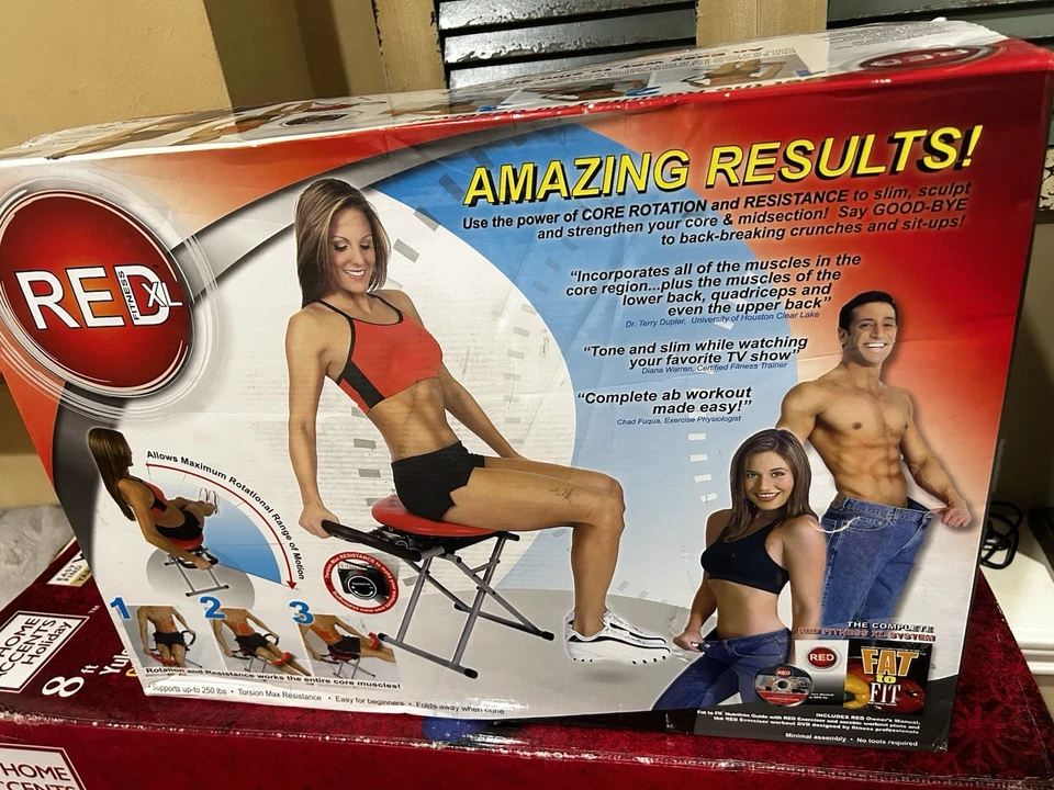 Red XL Fitness Abdominal Exercise Chair Core Resistance Rotation AB Body Fitnes