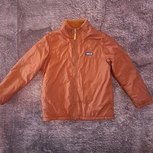 Patagonia Reversible Jacket Kids Orange Fleece - Picture 1 of 7
