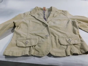 CRB Canyon River Blues Girls Sz 16 Beige Short Corduroy Jacket Embroidered Trim - Picture 1 of 11