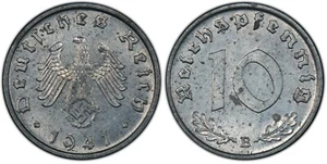 PCGS MS63 1941-B 10 Pfennig Pfg Germany, Third Reich J.371 WW2 *One higher* - Picture 1 of 5