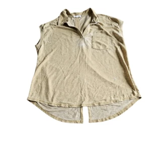 Jane + delancey womens Sz L yellow acid wash top - Picture 1 of 7