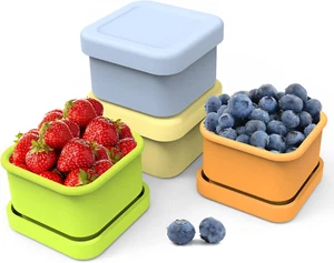 4 Pack 3.5Oz Silicone Food Storage Containers, Reusable Silicone Snack Container - Picture 1 of 12