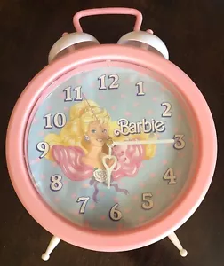 Vintage Barbie Wall Desk Clock Alarm Belk Design Pink Princess Theme 1989 Mattel - Picture 1 of 8