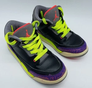 Nike Air Jordan 3 Retro (PS) Girl's Size 12C Sneakers Black Atomic Red *See desc - Picture 1 of 12