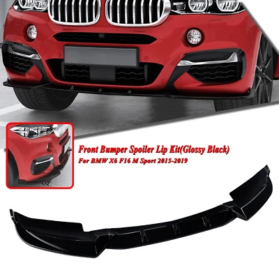 Labio divisor de alerón de parachoques delantero para BMW X6 F16 M Sport 2015-2019 2018 negro Foto 1 de 4