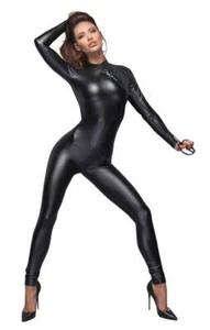 Noir Handmade - Fiery Wetlook Jumpsuit with Leash and Zipper Black - S-3XL - Picture 1 of 2