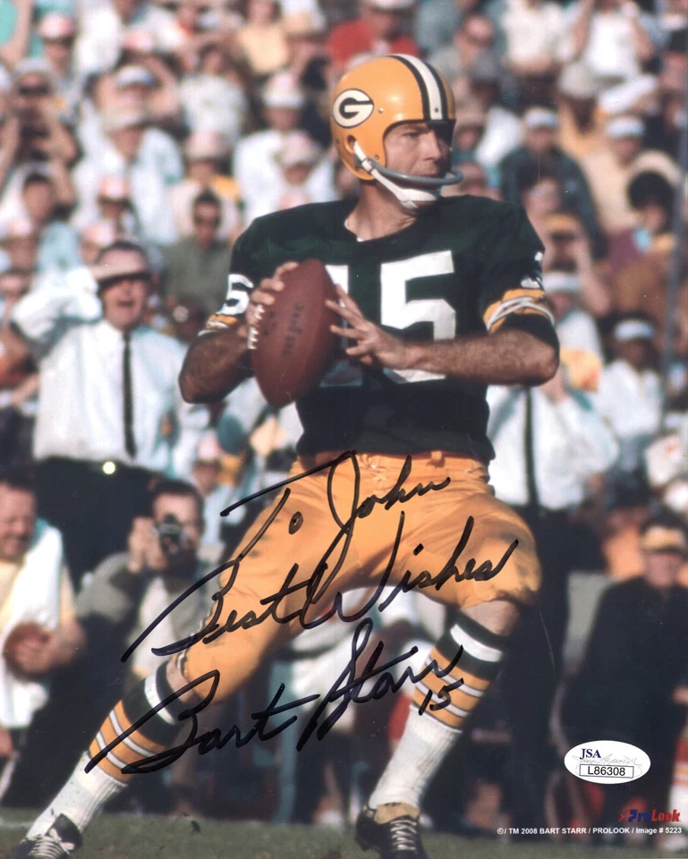 BART STARR HAND SIGNED 8x10 PHOTO      GREEN BAY PACKERS HOF QB   TO JOHN    JSA - Image 1 of 1