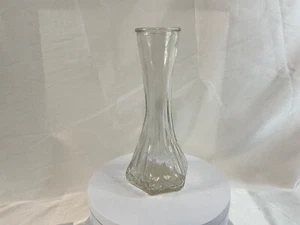 Hoosier 6" Clear Glass #4063-C Hexagon Bud Vase Diamond Ribbed - Picture 1 of 4