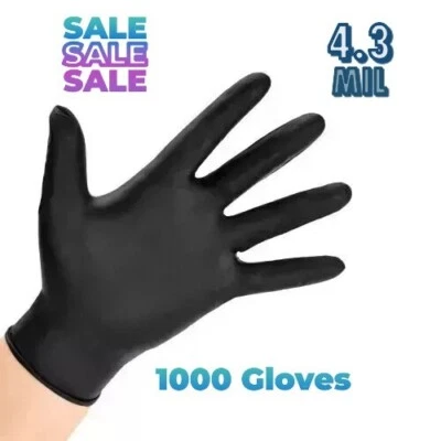 CHEMSPLASH 1000 Black Nitrile Powder & Latex Free Thick Disposable Gloves Tattoo Mechanic