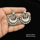 Pendientes de tuerca chapados en plata oxidada para mujer, joyería india,...