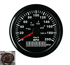85mm Universal GPS Speedometer Odometer Black Dial Red Light MPH ATV Quad Buggy - Picture 1 of 12