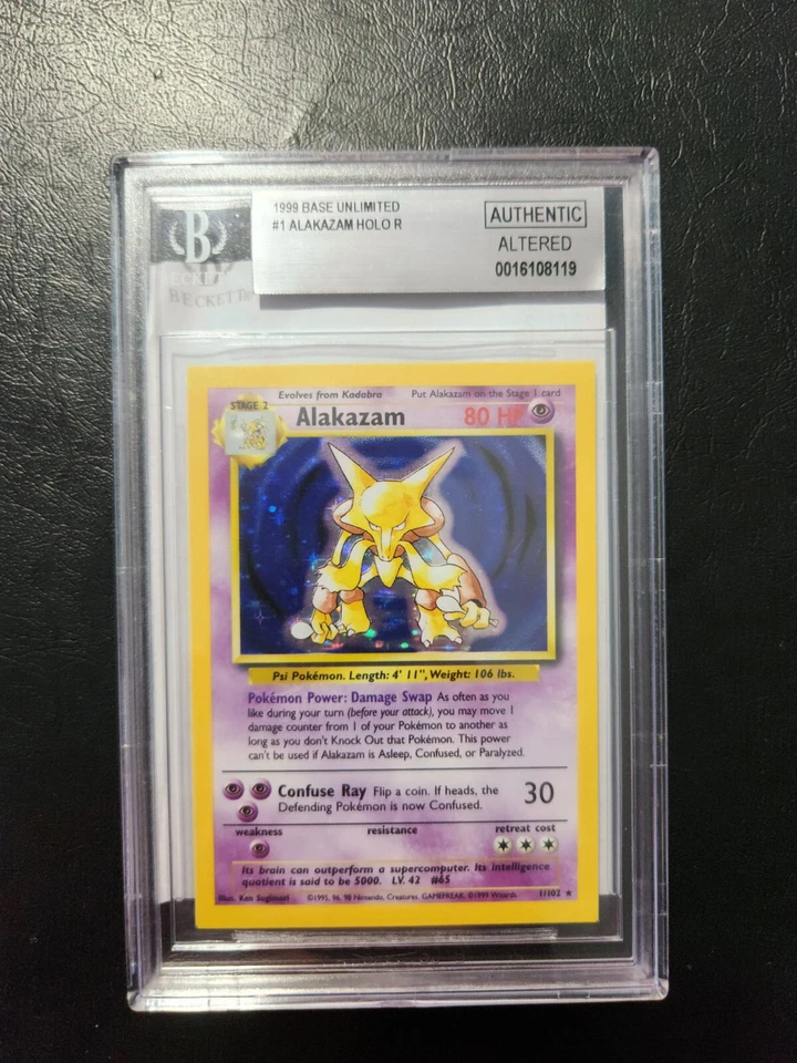 POKEMON ALAKAZAM BASE SET HOLO ERROR SQUARE CORNERS BGS AUTHENTIC RARE INVEST - Image 1 of 1