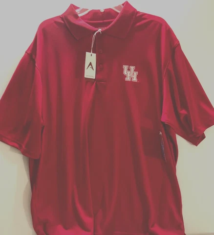 HOUSTON COUGARS Red UofH Basketball Pique XTRA-Lite Golf Polo Shirt NCAA XL New Cover