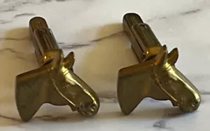 Vintage Gold Tone Horse Men's Cufflinks XY-55 - Picture 1 of 4