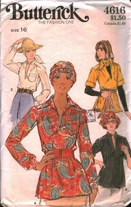 4616 Vintage Butterick SEWING Pattern Misses Semi Fitted Blouse Scarf Casual OOP - Picture 1 of 2