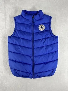 Converse All Star Puffer Vest Jacket Full Zip L Youth 12-13 Unisex Blue Solid - Picture 1 of 18