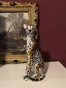 Vintage Leopard Cheetah Ceramic Statue Figure Hand-Painted - Picture 1 of 6