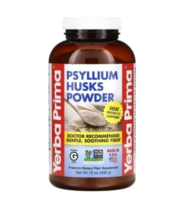 Polvo de cáscaras de psyllium Yerba Prima 12 oz 340 g sin gluten Foto 1 de 2