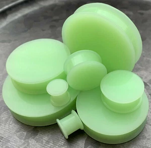 PAIR Glow in the Dark Solid Silicone Plugs Double Flare Tunnels Gauges up to 2" - Picture 1 of 6