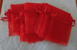 30 Med RED Organza Charm Jewelry Drawstring 3x4" Gift Bags - Picture 1 of 2