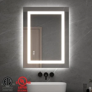 Classic 24 in. W x 32 in. H Rectangular Frameless Anti-Fog LED Wall Bathroom - Picture 1 of 12