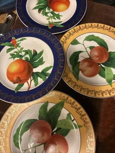 AA American Atelier Porcelain Royal Fruit Salad Luncheon Plate SET OF 4 - Picture 1 of 7