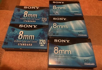 5 Pack Sony 8mm Video Cassette Tapes 120 Minute Video 8 MP Standard New Sealed - Image 1 of 2