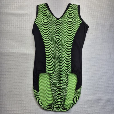 Motionwear Danza Gimnasia Leotardo Verde Negro Estampado Onda Niñas Grande 10/12 Foto 1 de 4