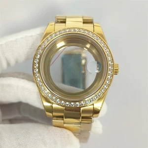 41mm Gold Case + Strap Sapphire Crystal Watch Accessories for 8285 Movement - Picture 1 of 12