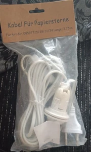 Kabel für Leuchtsterne mit Schalter E14 weiß 3,75 Meter  passendem Leuchtmittel  - Bild 1 von 1