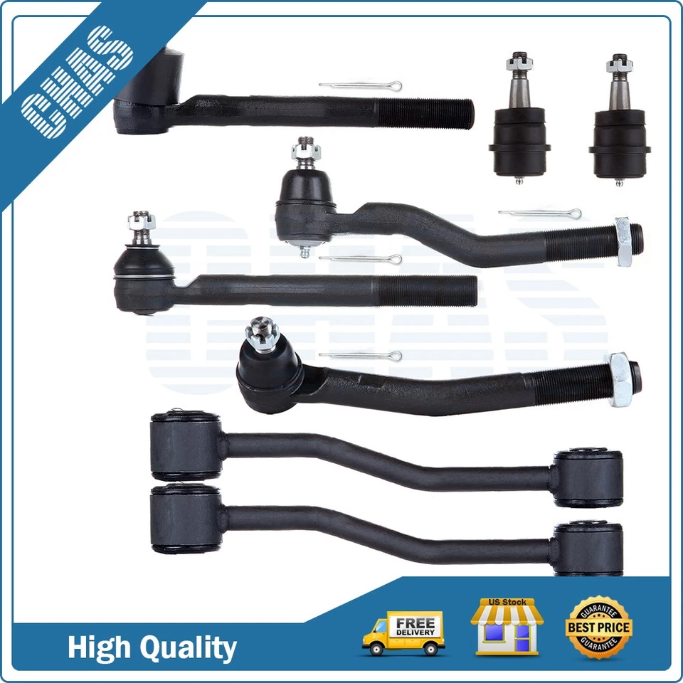 Junta esférica de extremidade de haste de amarração de direção dianteira 8 peças para 1999-2004 Jeep Grand Cherokee - Imagem 1 de 1