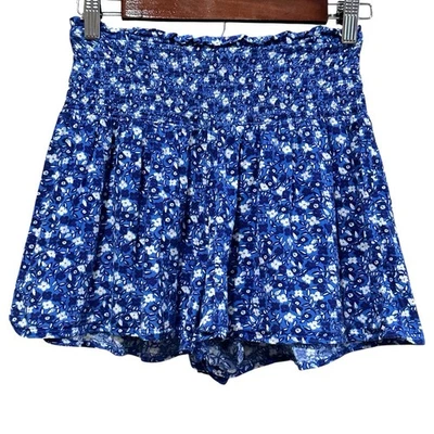 Pantalones Cortos Aerie Mujer Tiro Alto Azul Floral Boho Cintura Ajustada Talla XS Foto 1 de 4