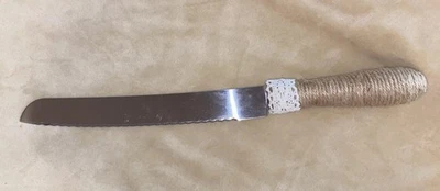 Burlap and Lace Wrapped Cake Cutting Knife. 12.75 Inches Long Stainless Steel - Image 1 of 4
