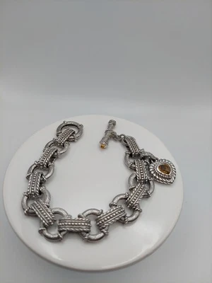 Pulsera Judith Ripka Vintage Toggle 925 con Topacio Corazón, En muy buena condición. Foto 1 de 4