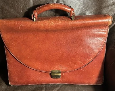 Vtg Tumi Full Grain Leather Briefcase Brown Made In Italy 16x12x7 - Image 1 of 4