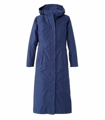 NWT LL Bean Rain Coat H2OFF Mesh Lined Long Full Length Deep Navy Womens Large - Image 1 of 4