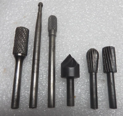 (6) Vintage 1/4" Carbide Rotary Burr Bits - Image 1 of 2