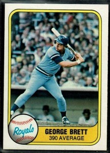 1981 FLEER BASEBALL KANSAS CITY ROYALS GEORGE BRETT .390 AVERAGE #655 NM