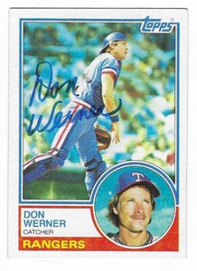 DON WERNER 1983 TOPPS AUTOGRAPHED SIGNED # 504 TEXAS RANGERS