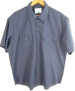 Vtg Sears Work Leisure Shirt Men's XL Blue Short Sleeve Button Front Distressed - Picture 1 of 11