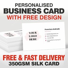 Business Cards personalised with your Logo and social media information printed
