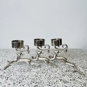 Portacandele 3 RENNE NATALE MODERNO METALLO METÀ SECOLO vintage - Foto 1 di 9