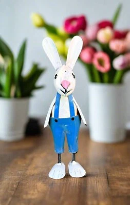 Primitive Spring Easter Recycled Metal Rex Baby Bunny 8" - Image 1 of 2