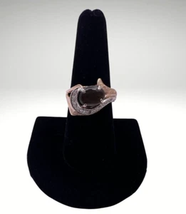 Vintage Black Cabochon Sapphire Diamond Ring 14KYG - Picture 1 of 7